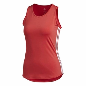 adidas Damen 3 Streifen Scoop Tanktop. Glored/White. S