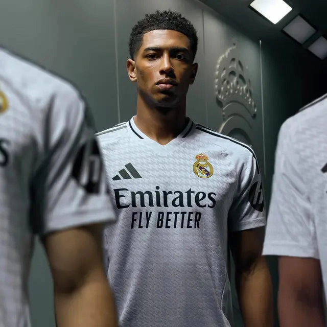 adidas Jude Bellingham Real Madrid Authentic Home Jersey w/ Champions League Patches 24/25 (White/Black)