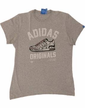 ADIDAS Mens Graphic T-Shirt Top Large Grey Cotton