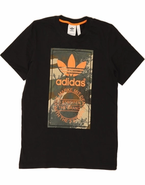 ADIDAS Mens Graphic T-Shirt Top Small Black Cotton