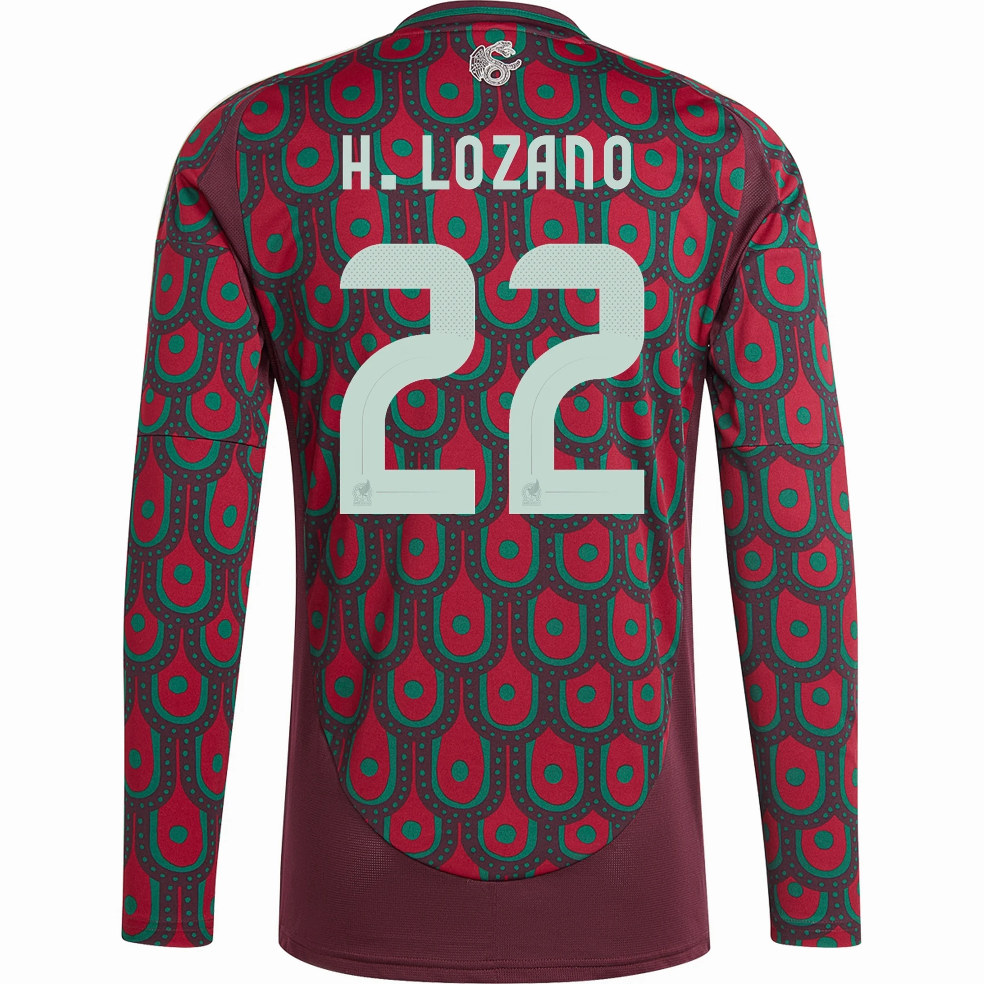 adidas Mens Mexico Hirving Lozano Home Long Sleeve Jersey 24/25 (Multicolor)