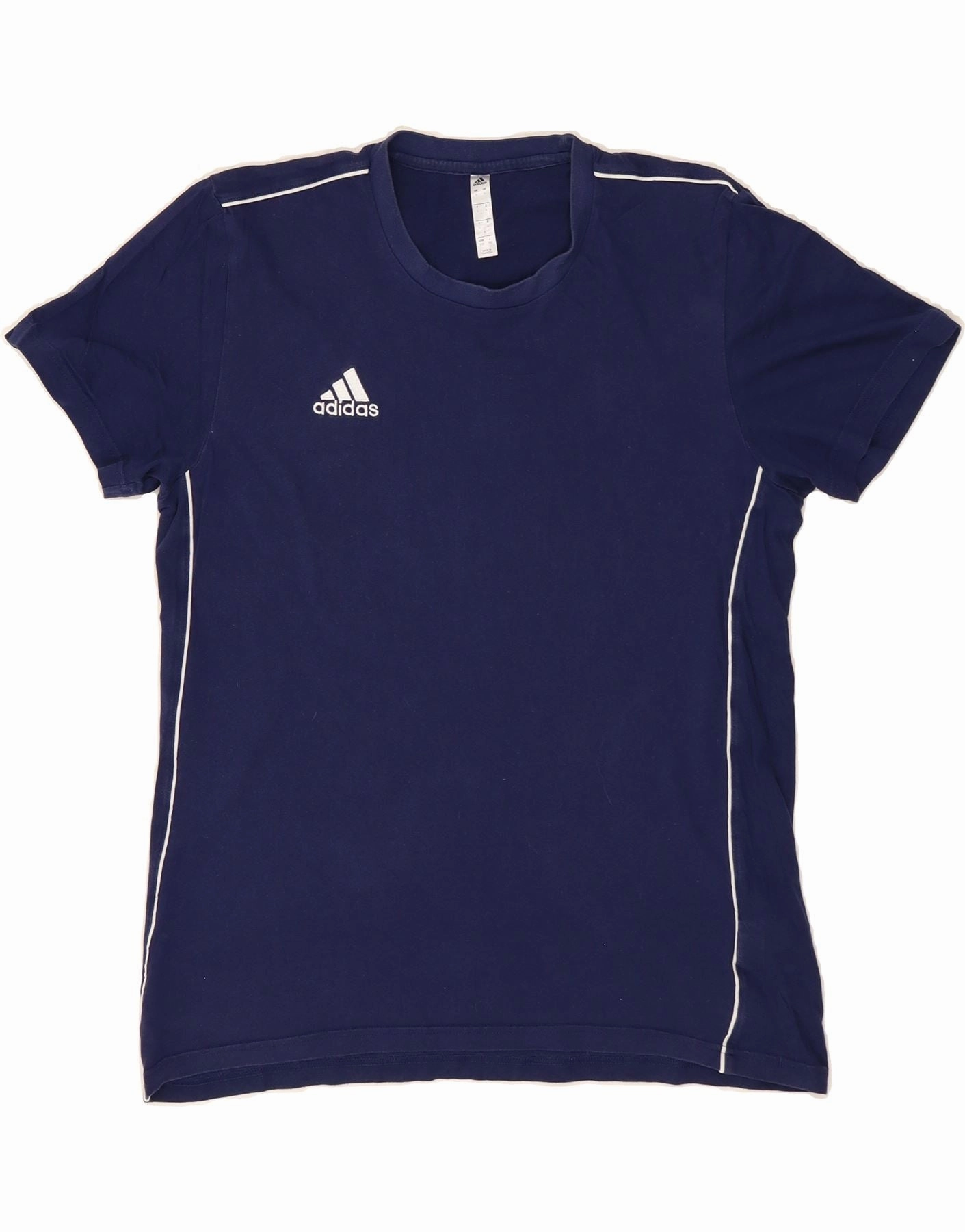 ADIDAS Mens T-Shirt Top Large Navy Blue Cotton