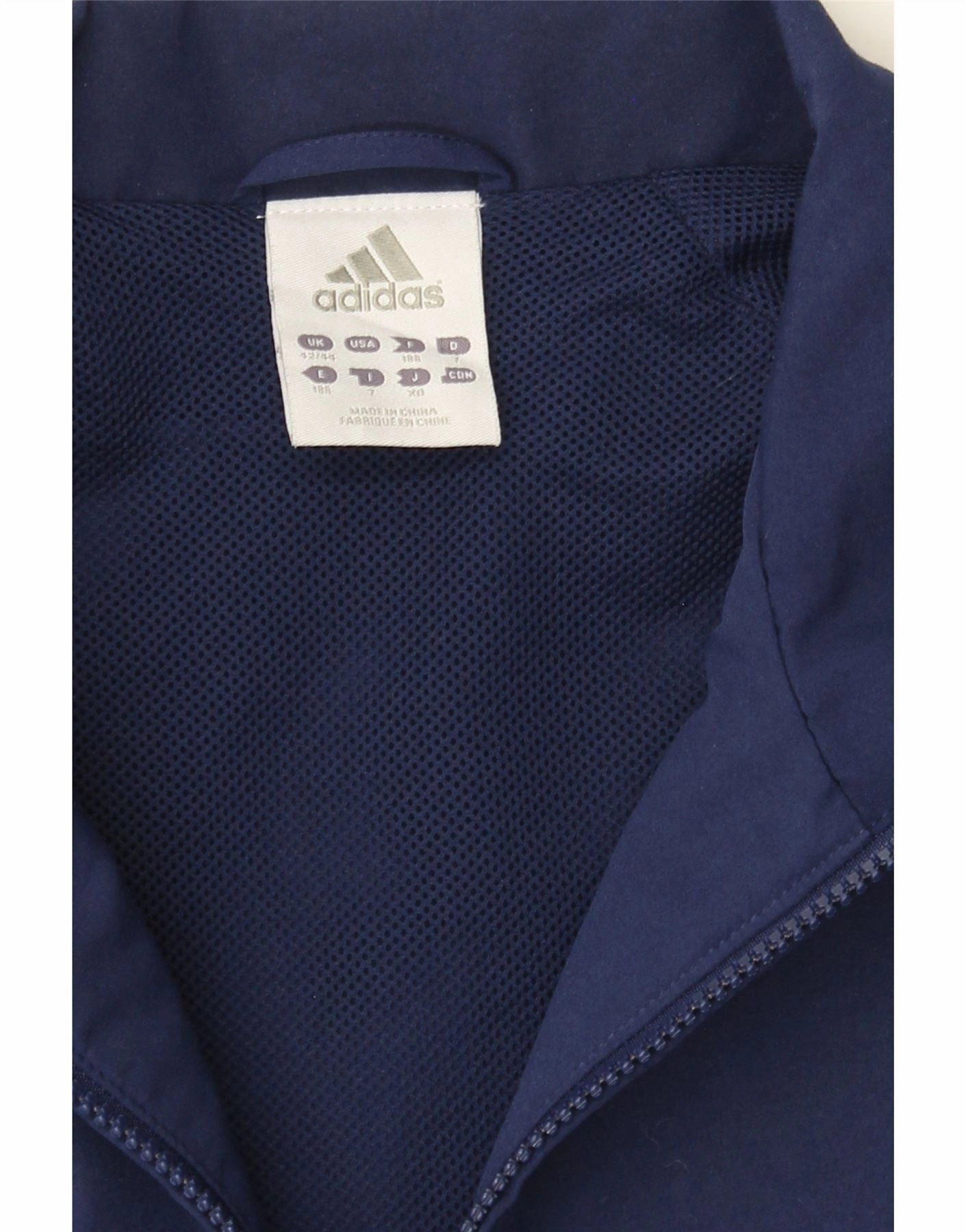 ADIDAS Mens Tracksuit Top Jacket UK 42/44 Large Navy Blue Polyester