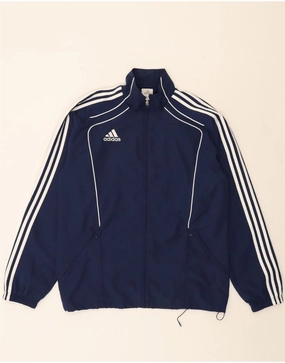 ADIDAS Mens Tracksuit Top Jacket UK 42/44 Large Navy Blue Polyester