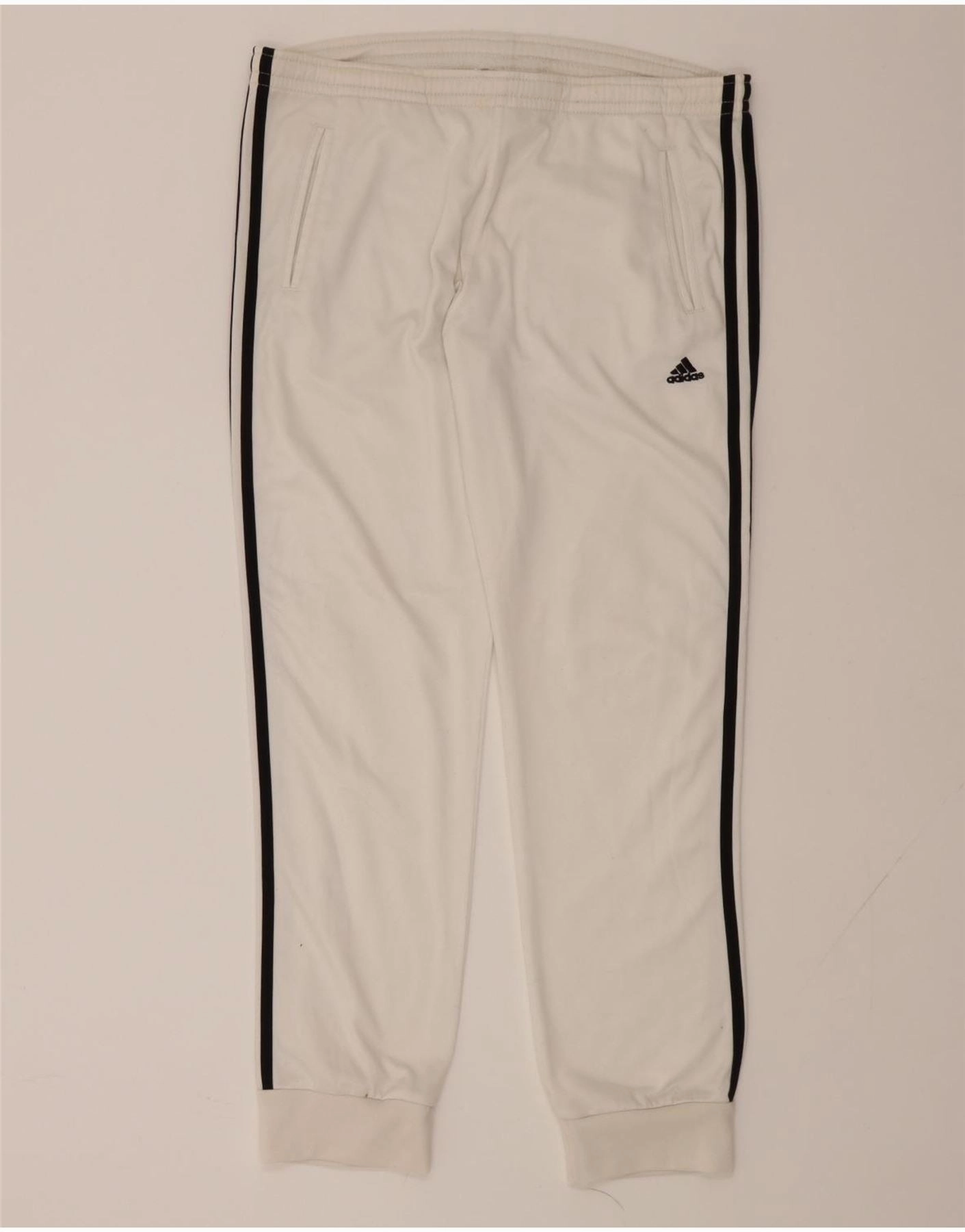ADIDAS Mens Tracksuit Trousers Joggers Medium  White Polyester