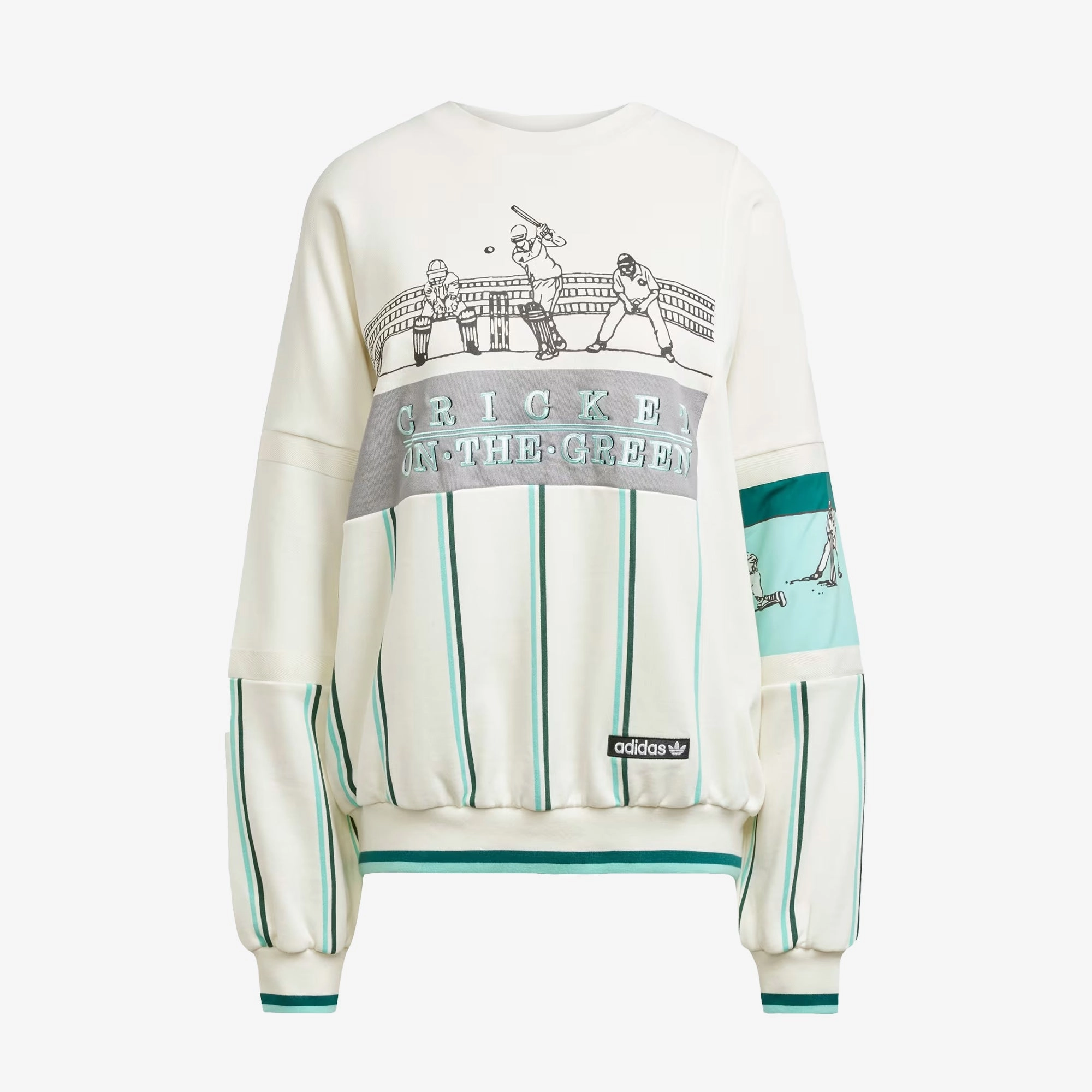 Adidas Originals | RETRO SPORTS CRICKET-INSPIRED CREW SWEATSHIRT { OFF WHITE