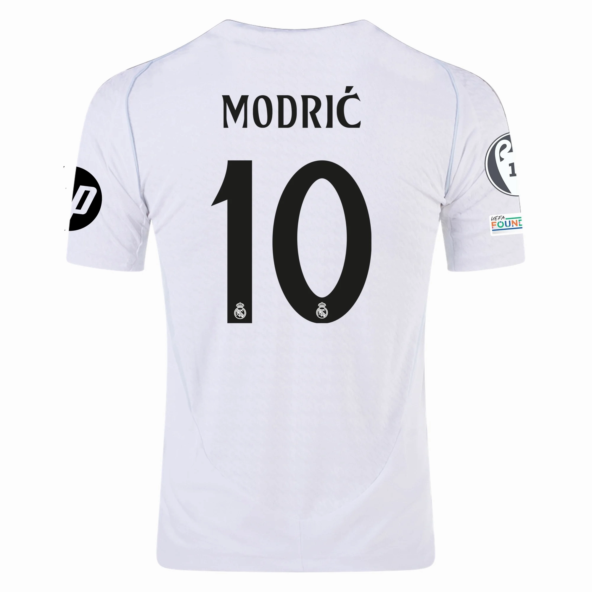 adidas Real Madrid Authentic Luka Modric Home Jersey w/ Champions League Patches 24/25 (White/Black)
