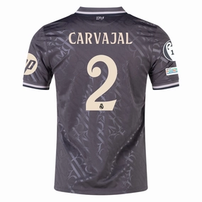 adidas Real Madrid Dani Carvajal Third Jersey w/ Champions League Patches   HP Sponsor 24/25 (Charcoal)