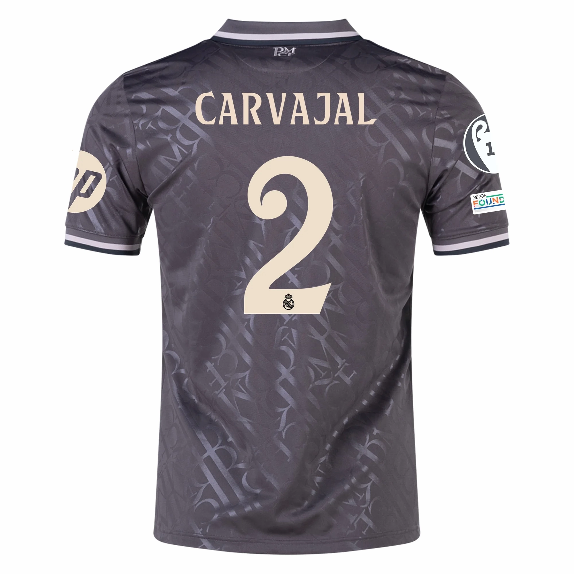 adidas Real Madrid Dani Carvajal Third Jersey w/ Champions League Patches   HP Sponsor 24/25 (Charcoal)