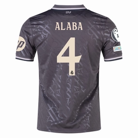 adidas Real Madrid David Alaba Third Jersey w/ Champions League Patches   HP Sponsor 24/25 (Charcoal)