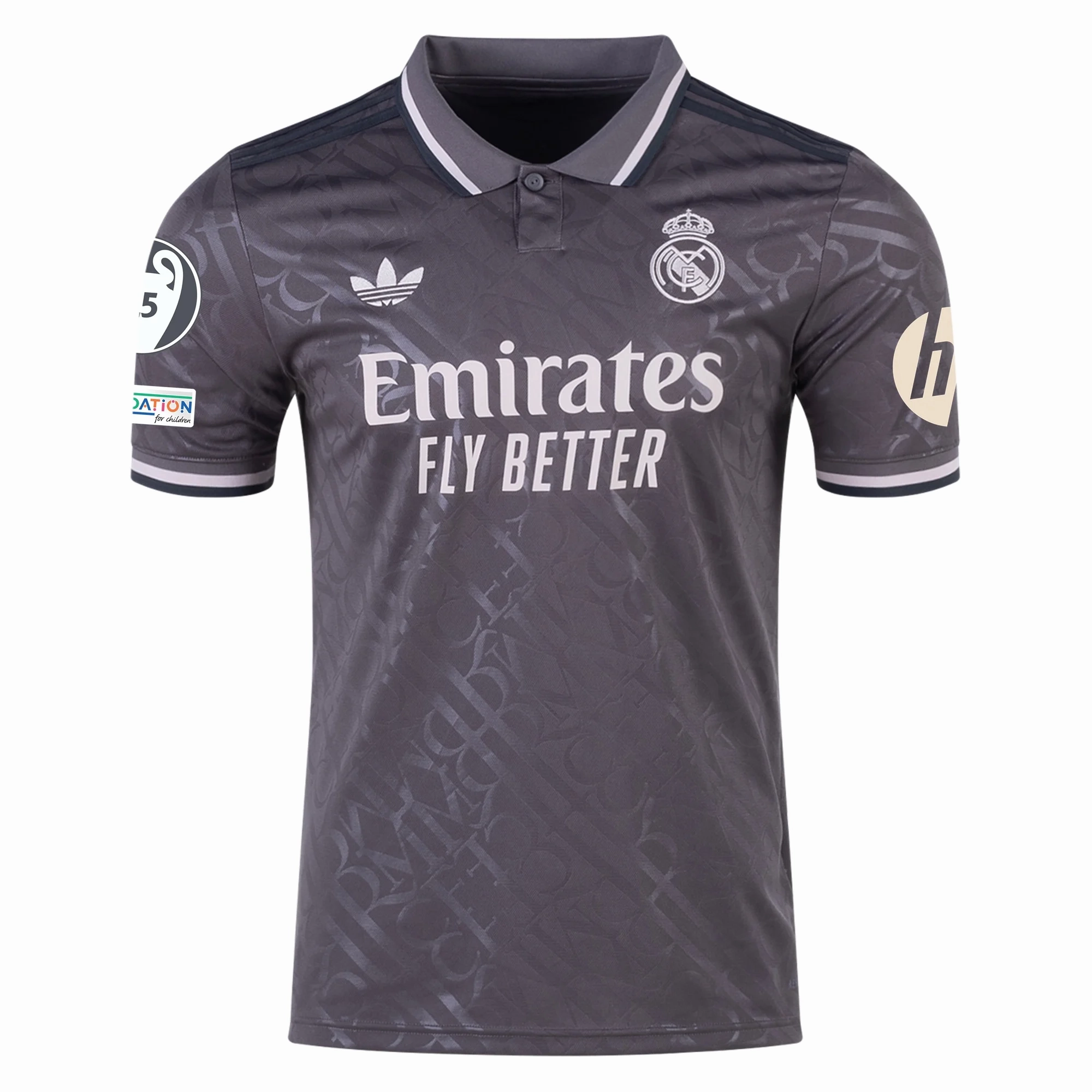 adidas Real Madrid Third Jersey w/ Champions League Patches   HP Sponsor 24/25 (Charcoal)
