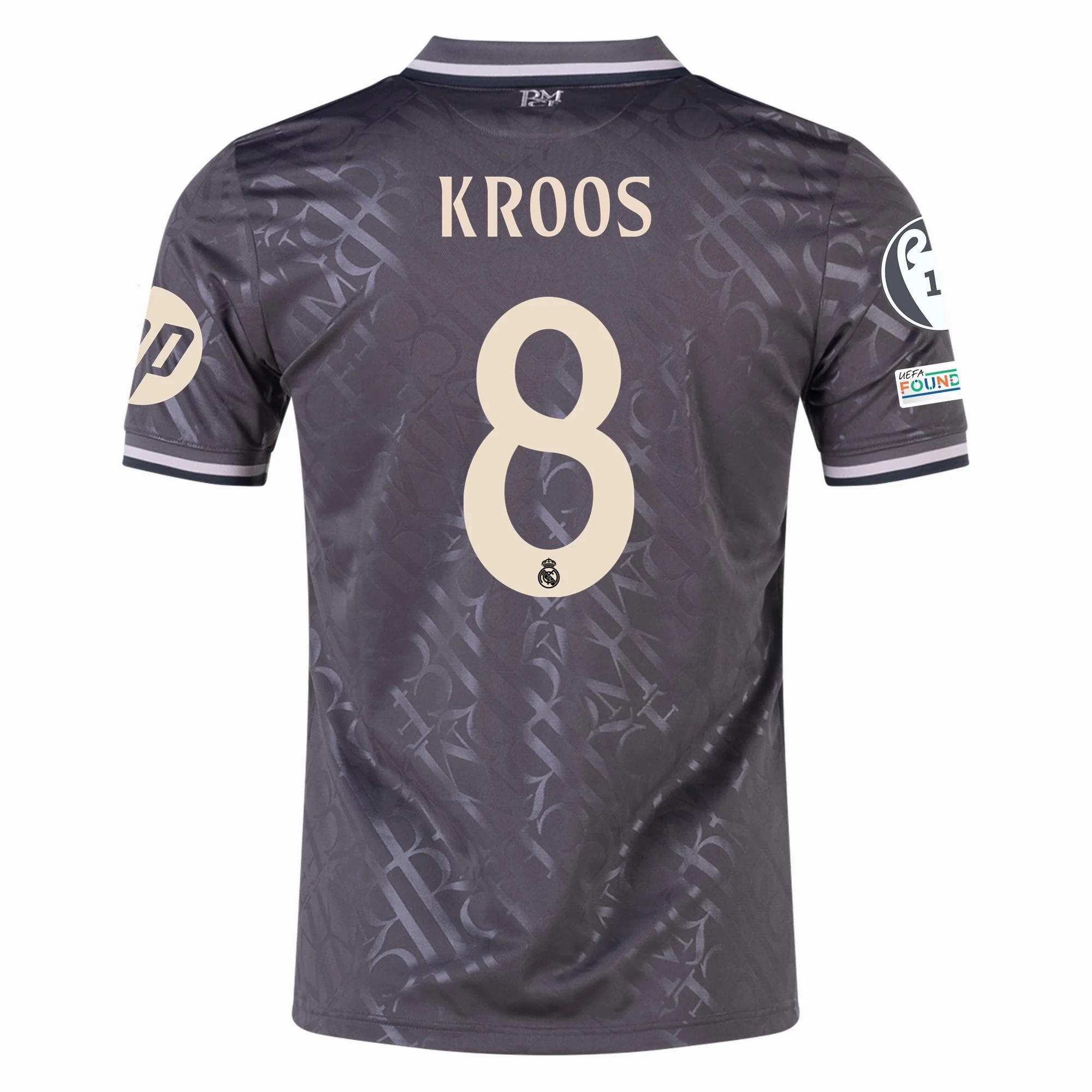 adidas Real Madrid Toni Kroos Third Jersey w/ Champions League Patches   HP Sponsor 24/25 (Charcoal)