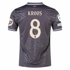 adidas Real Madrid Toni Kroos Third Jersey w/ Champions League Patches   HP Sponsor 24/25 (Charcoal)