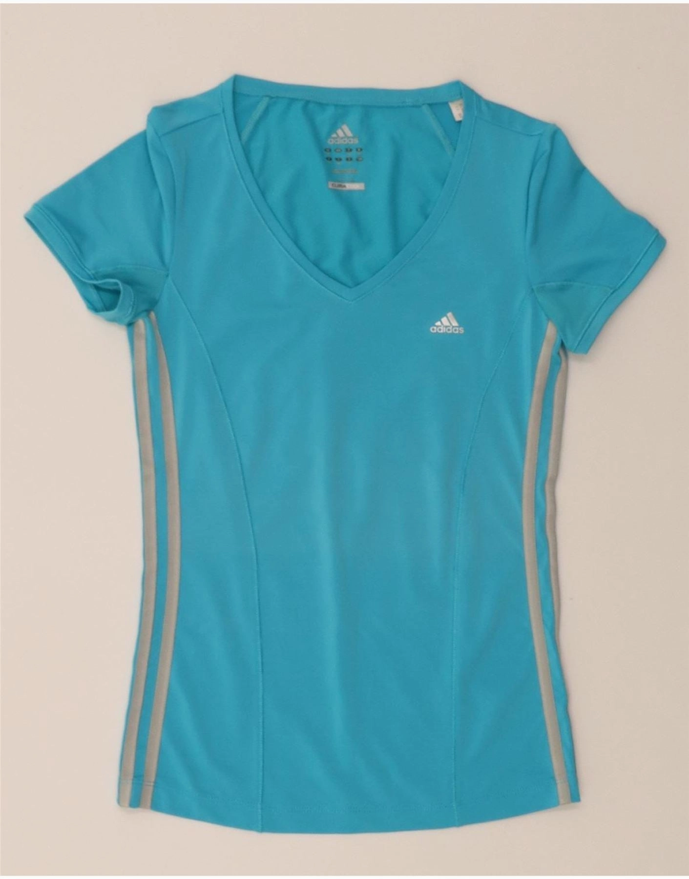 ADIDAS Womens Climacool T-Shirt Top UK 8 Small  Blue Polyester