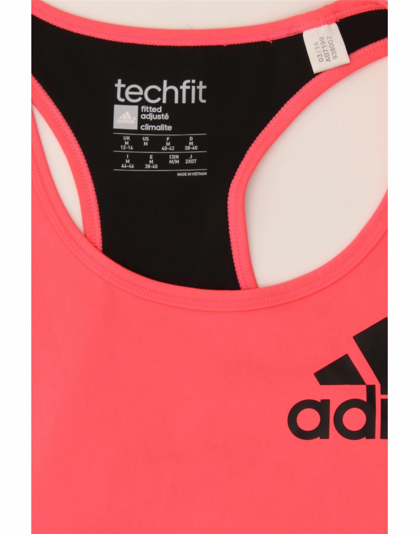 ADIDAS Womens Climalite Graphic Vest Top UK 12/14 Medium Pink Colourblock