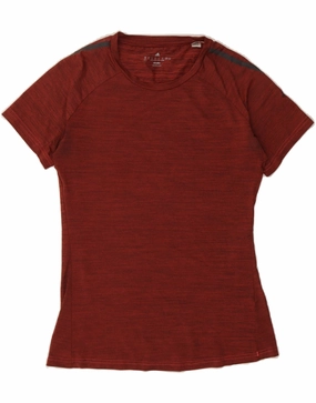 ADIDAS Womens Climalite T-Shirt Top UK 12/14  Medium Maroon Pinstripe