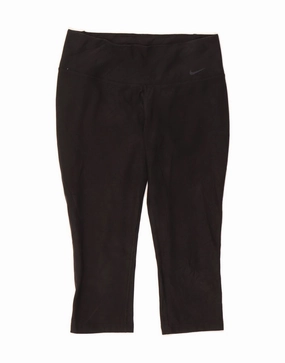 ADIDAS Womens Dri Fit Capri Leggings UK 10 Small  Black Polyester