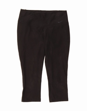 ADIDAS Womens Dri Fit Capri Leggings UK 10 Small  Black Polyester