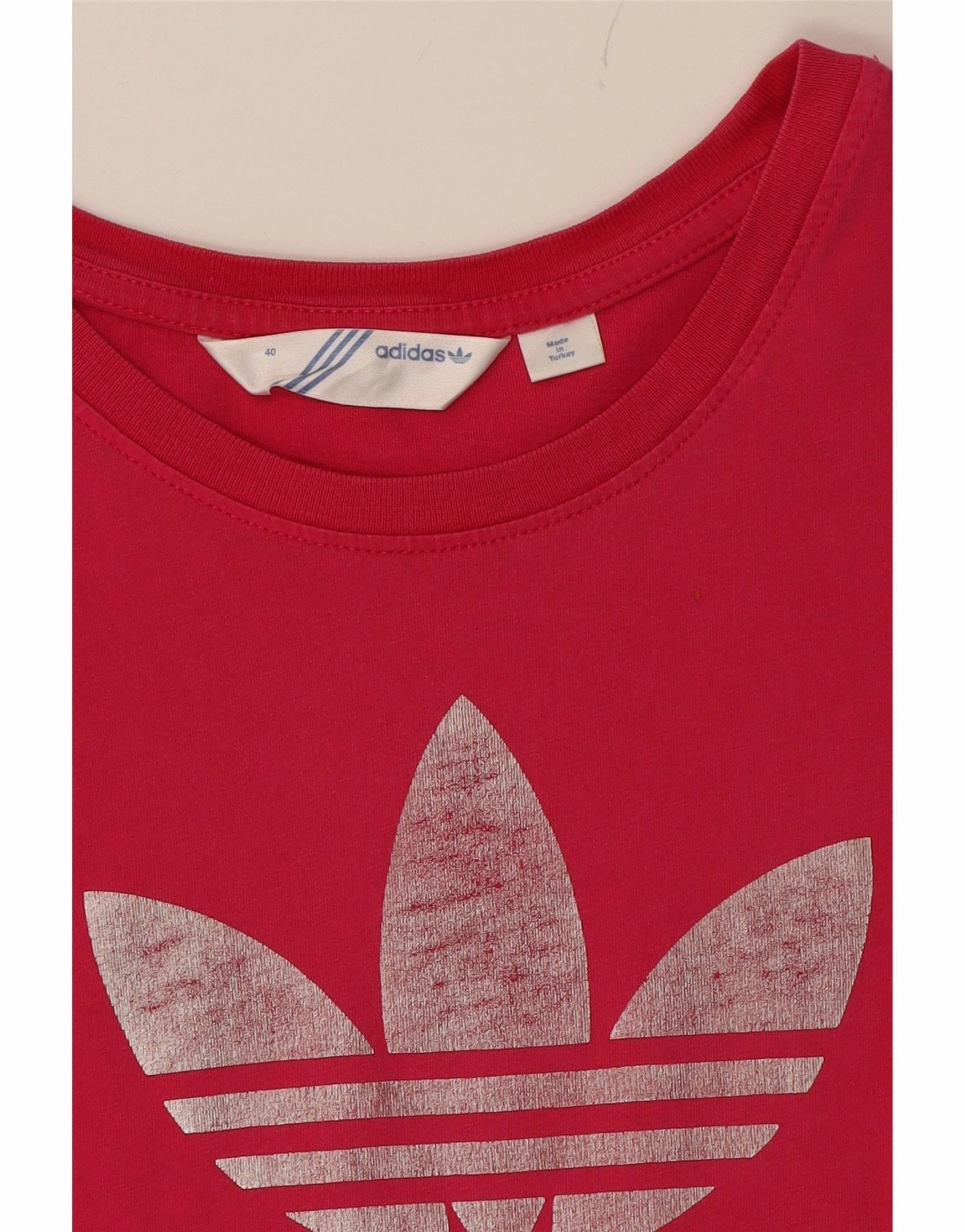 ADIDAS Womens Graphic T-Shirt Top IT 40 Small Pink Cotton