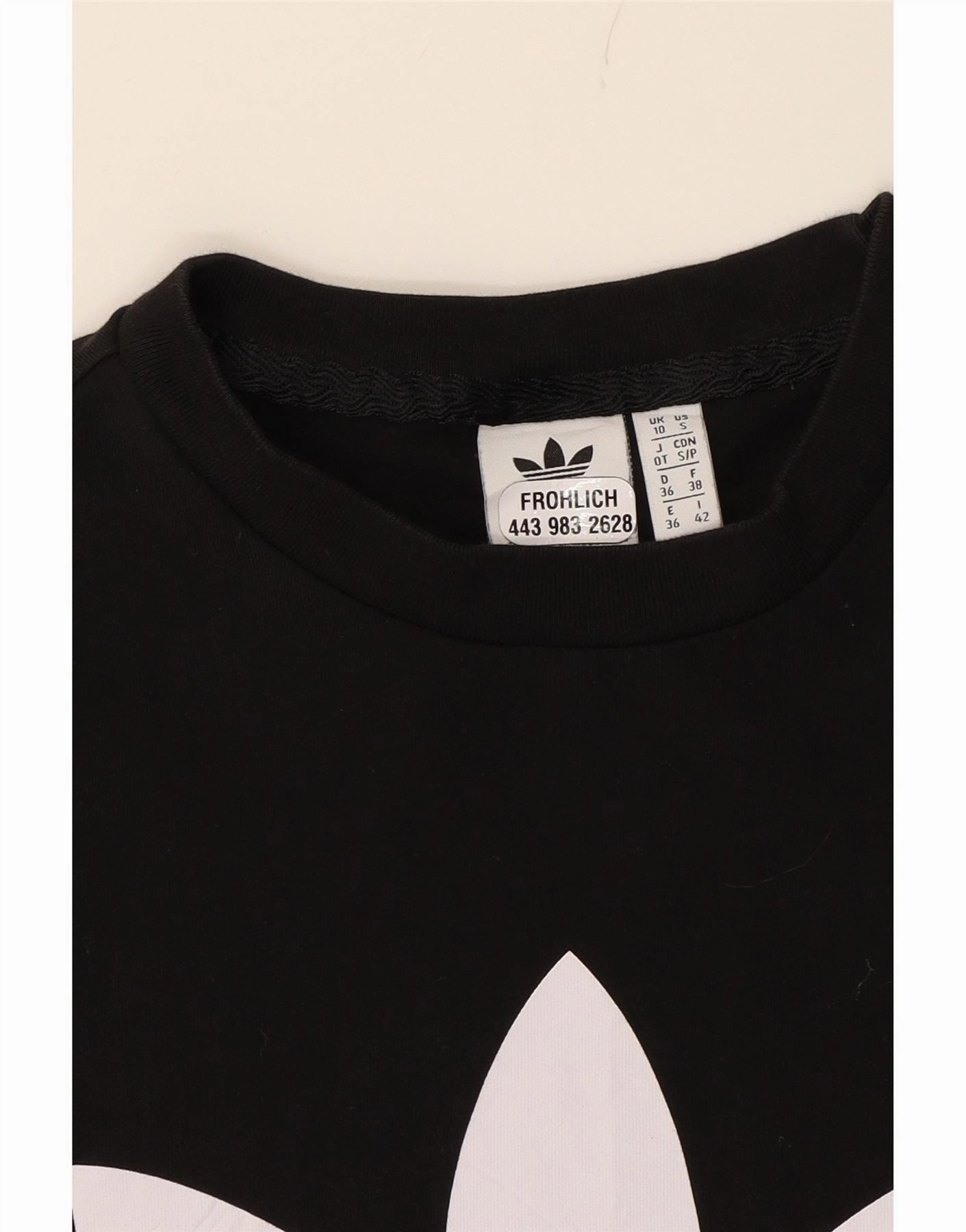 ADIDAS Womens Graphic T-Shirt Top UK 10 Small  Black Cotton