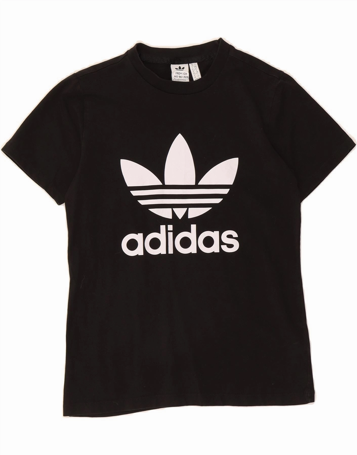 ADIDAS Womens Graphic T-Shirt Top UK 10 Small  Black Cotton