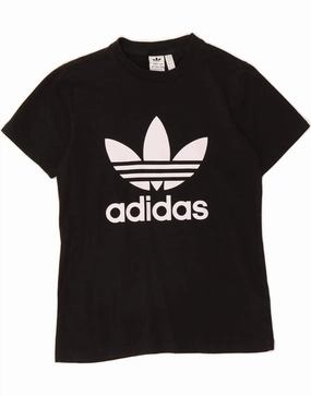 ADIDAS Womens Graphic T-Shirt Top UK 10 Small  Black Cotton