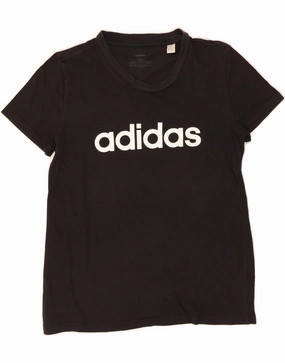 ADIDAS Womens Graphic T-Shirt Top UK 12/14 Medium Black Cotton