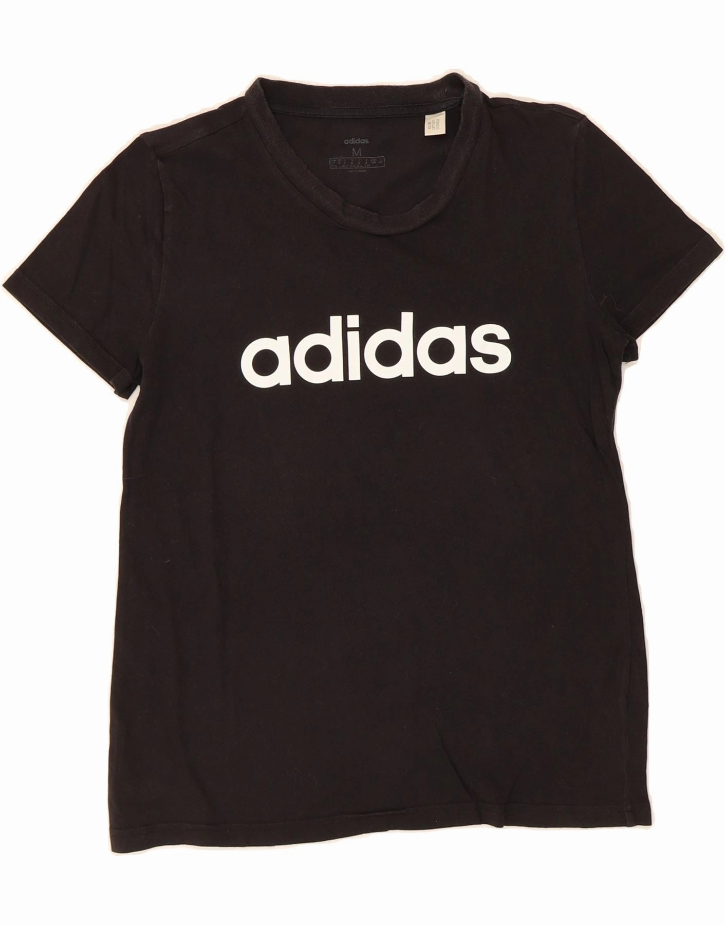 ADIDAS Womens Graphic T-Shirt Top UK 12/14 Medium Black Cotton