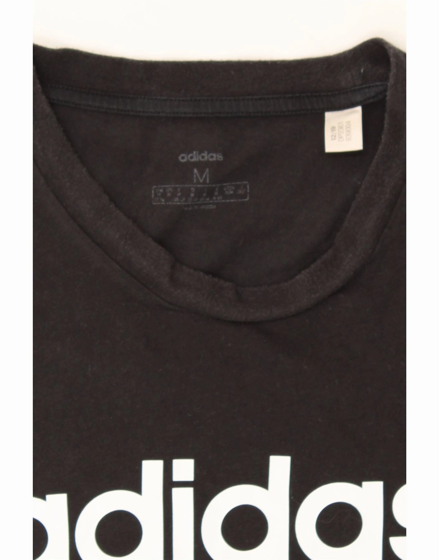 ADIDAS Womens Graphic T-Shirt Top UK 12/14 Medium Black Cotton