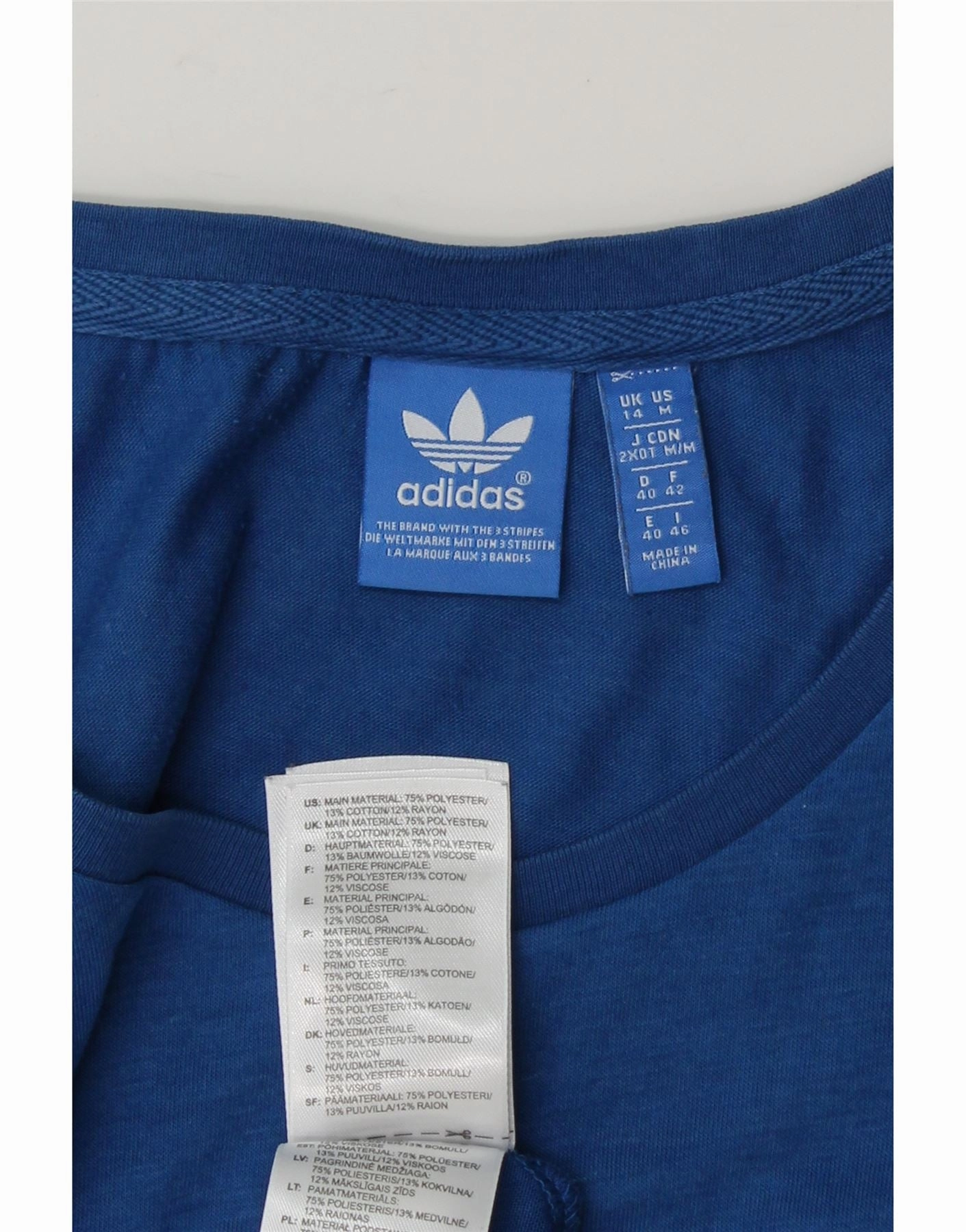 ADIDAS Womens Graphic T-Shirt Top UK 14 Large  Blue Polyester