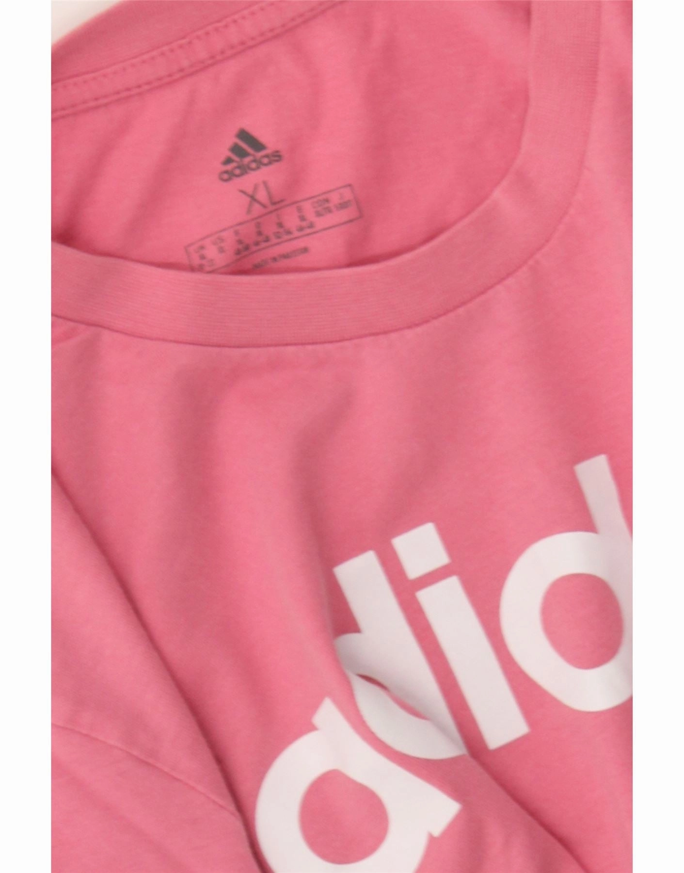 ADIDAS Womens Graphic T-Shirt Top UK 20/22 XL Pink Cotton
