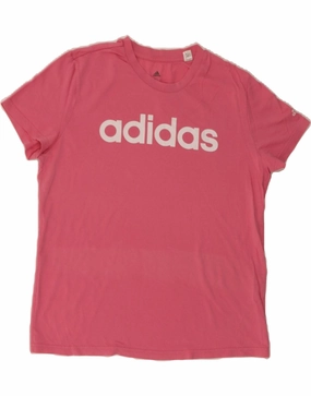 ADIDAS Womens Graphic T-Shirt Top UK 20/22 XL Pink Cotton