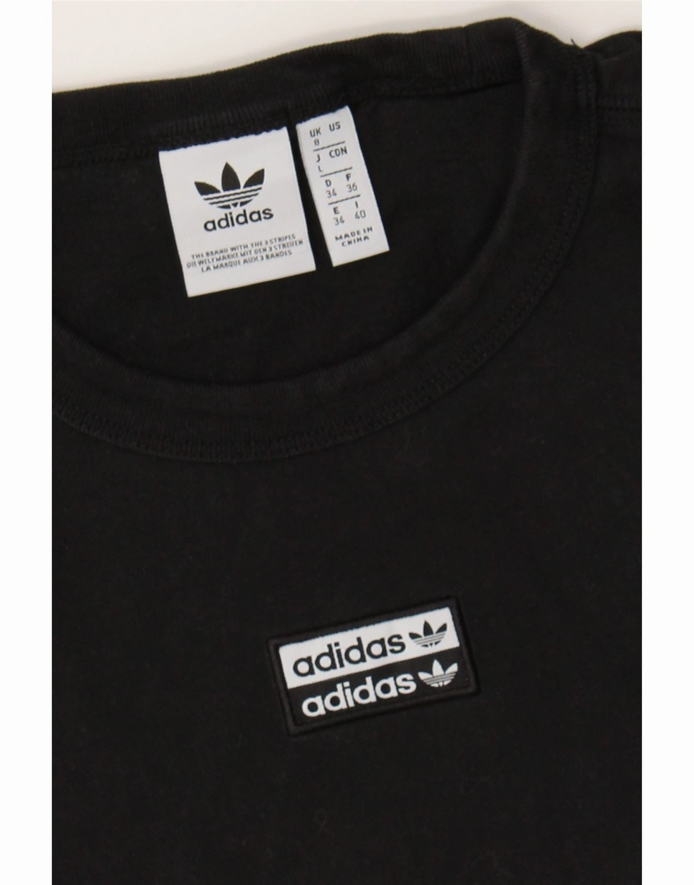 ADIDAS Womens Graphic T-Shirt Top UK 8 Small  Black Cotton