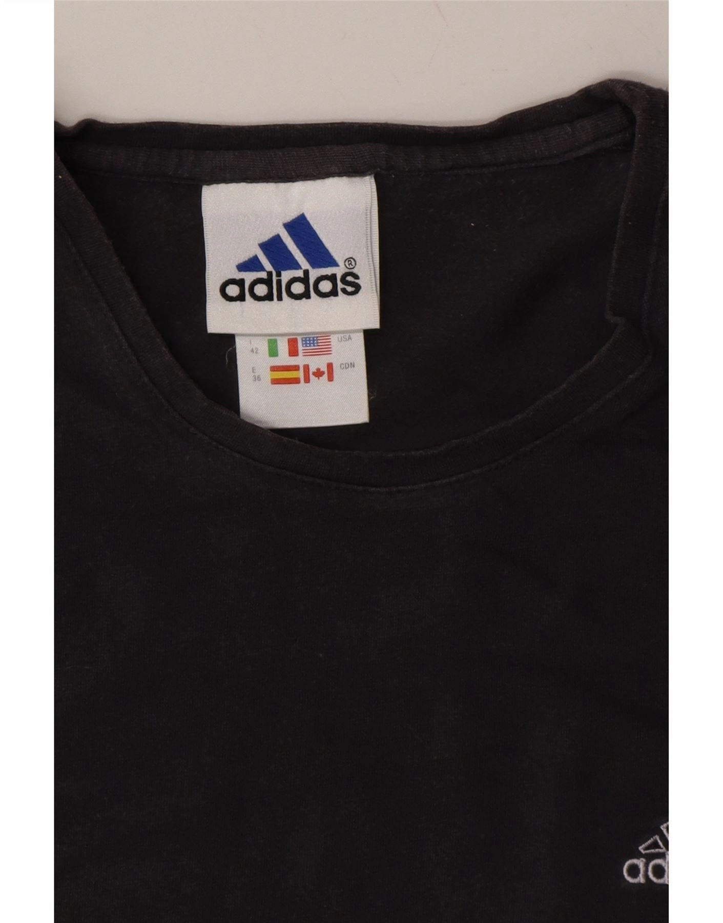 ADIDAS Womens T-Shirt Top UK 10 Small Grey Colourblock Cotton