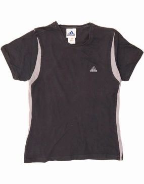 ADIDAS Womens T-Shirt Top UK 10 Small Grey Colourblock Cotton