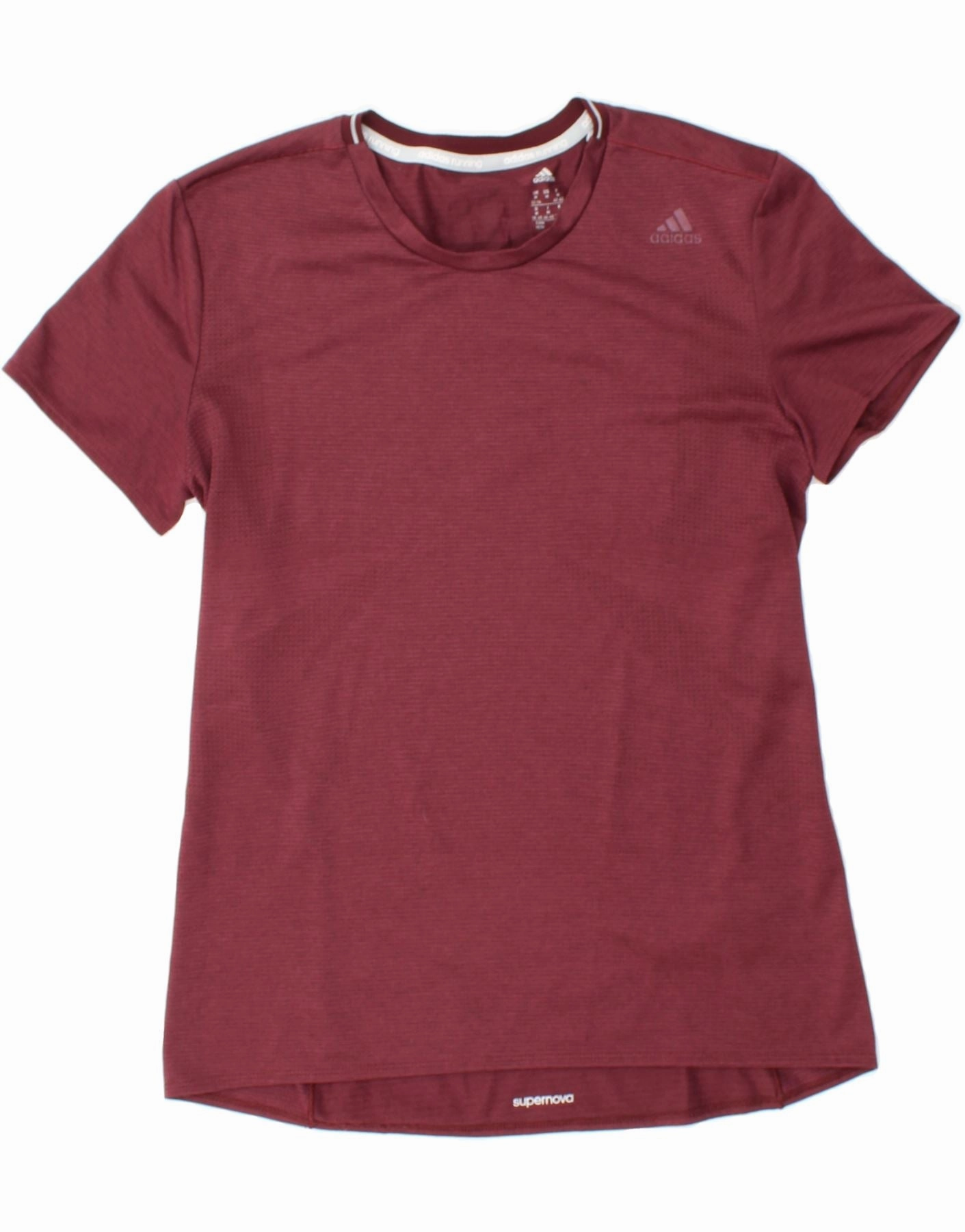 ADIDAS Womens T-Shirt Top UK 12/14 Medium Burgundy Polyester