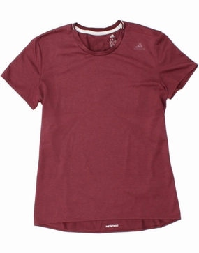 ADIDAS Womens T-Shirt Top UK 12/14 Medium Burgundy Polyester