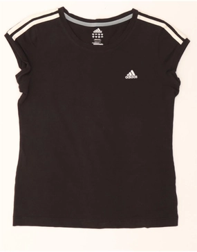 ADIDAS Womens T-Shirt Top UK 16 Large Black Cotton