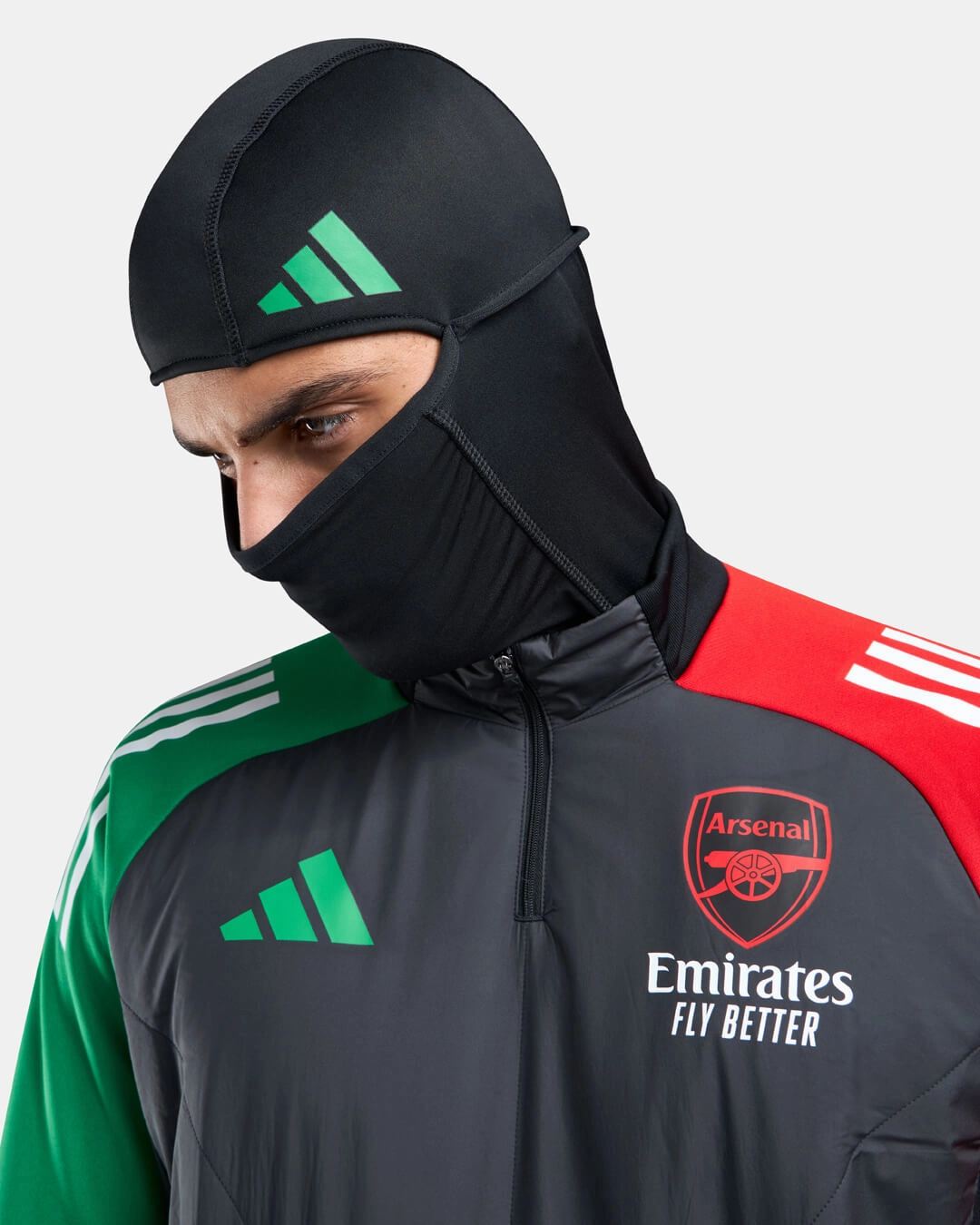 Haut 1/4 zip Arsenal 2025 Cagoule Intégrée - Noir/Rouge/vert