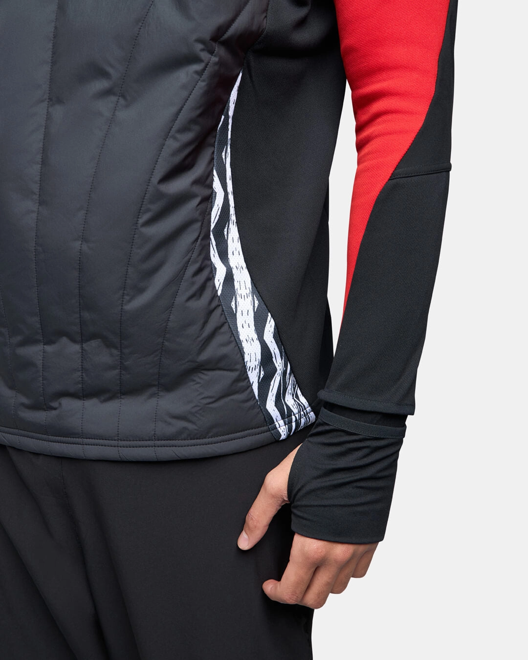 Haut 1/4 zip Arsenal 2025 Cagoule Intégrée - Noir/Rouge/vert