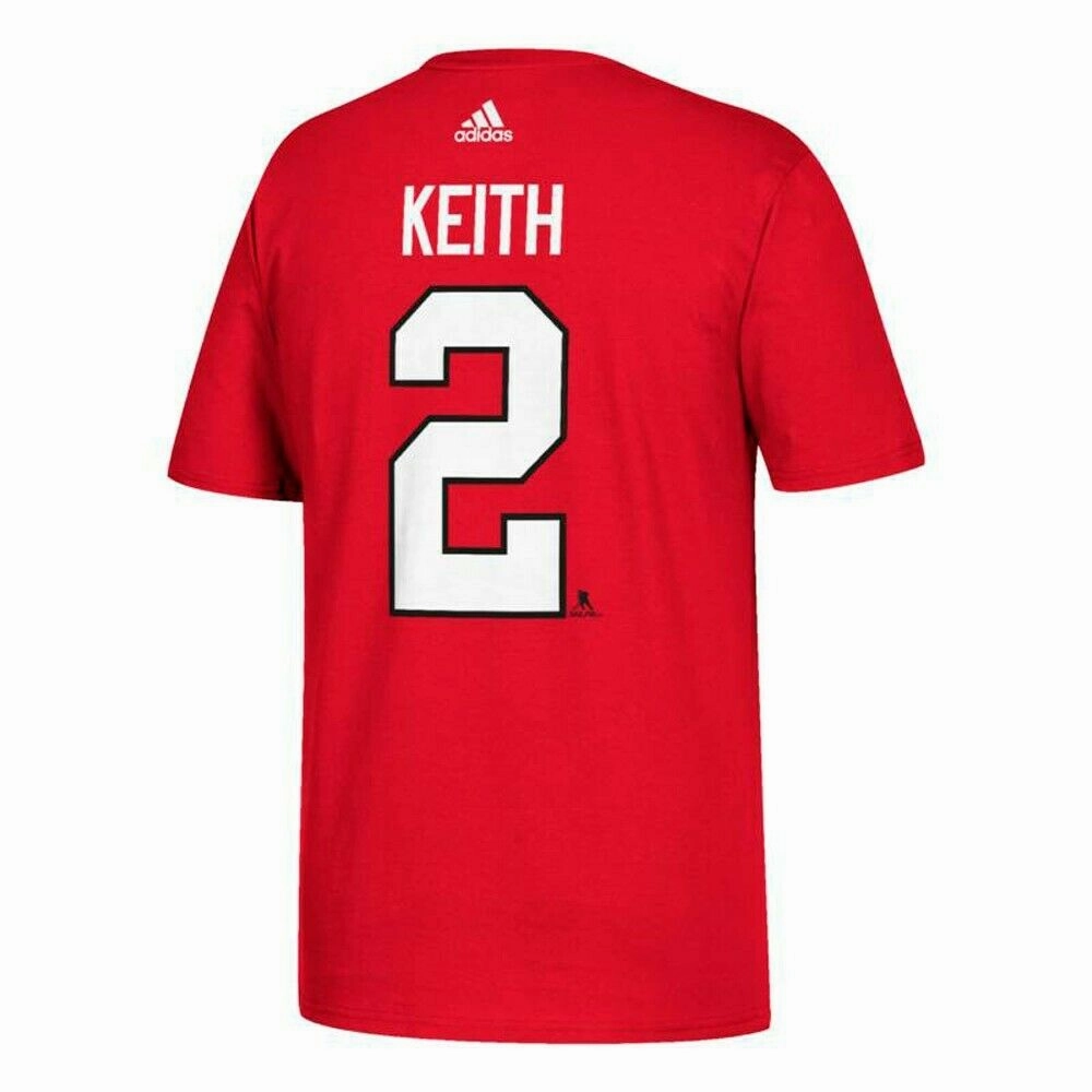 Men's Chicago Blackhawks Duncan Keith adidas Red Name & Number T-Shirt