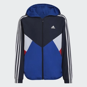Veste Coupe-Vent Adidas Colorblock Junior - Bleu/Blanc/Rouge