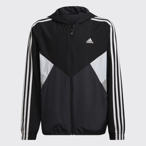 Veste Coupe-Vent Adidas Colorblock Junior - Noir/Blanc/Gris