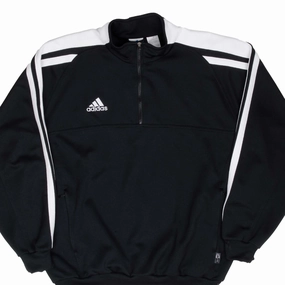 VINTAGE ADIDAS BLACK PULLOVER TRACK JACKET 1990S XL
