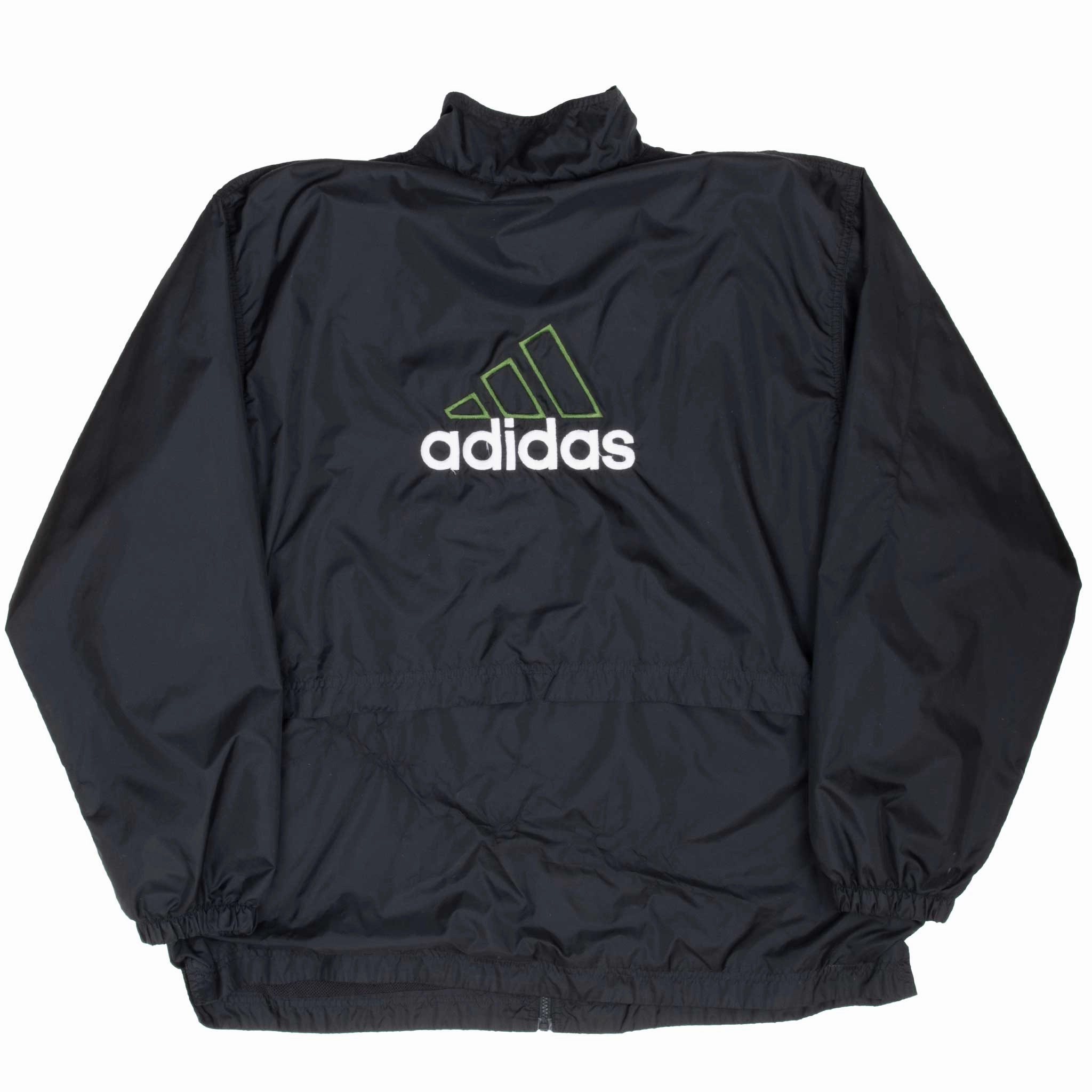 VINTAGE ADIDAS BLACK WINDBREAKER JACKET 1990S 2XL