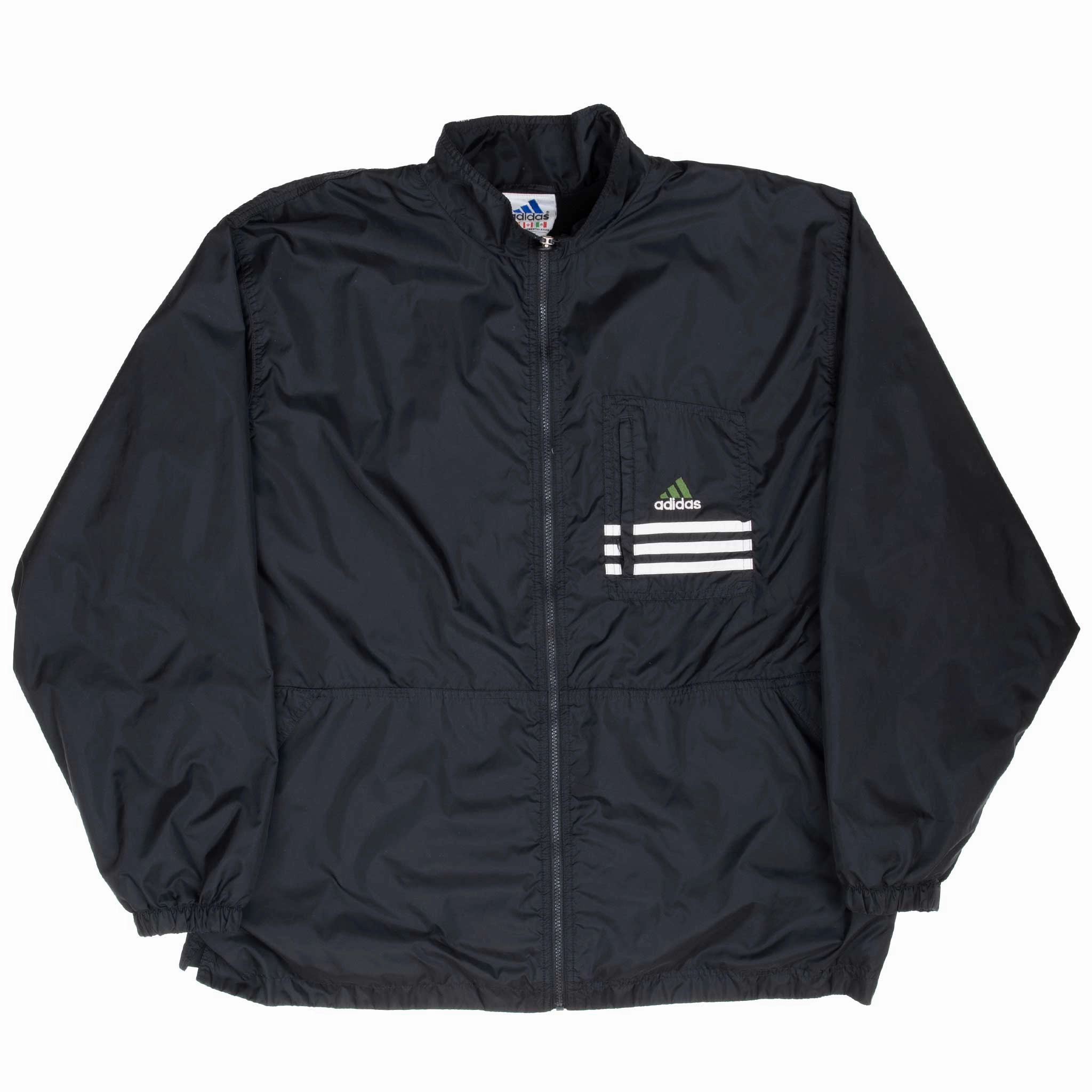 VINTAGE ADIDAS BLACK WINDBREAKER JACKET 1990S 2XL