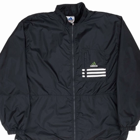 VINTAGE ADIDAS BLACK WINDBREAKER JACKET 1990S 2XL