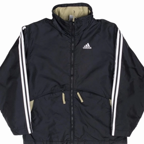 VINTAGE ADIDAS BLACK WINDBREAKER JACKET 1990S SMALL