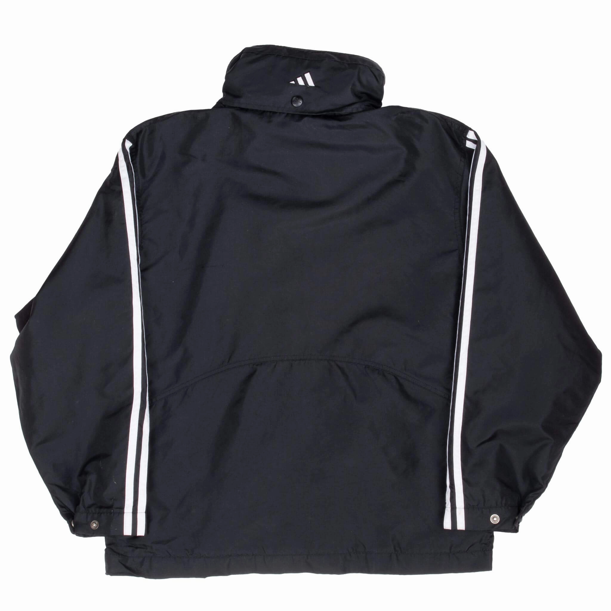 VINTAGE ADIDAS BLACK WINDBREAKER JACKET 1990S SMALL