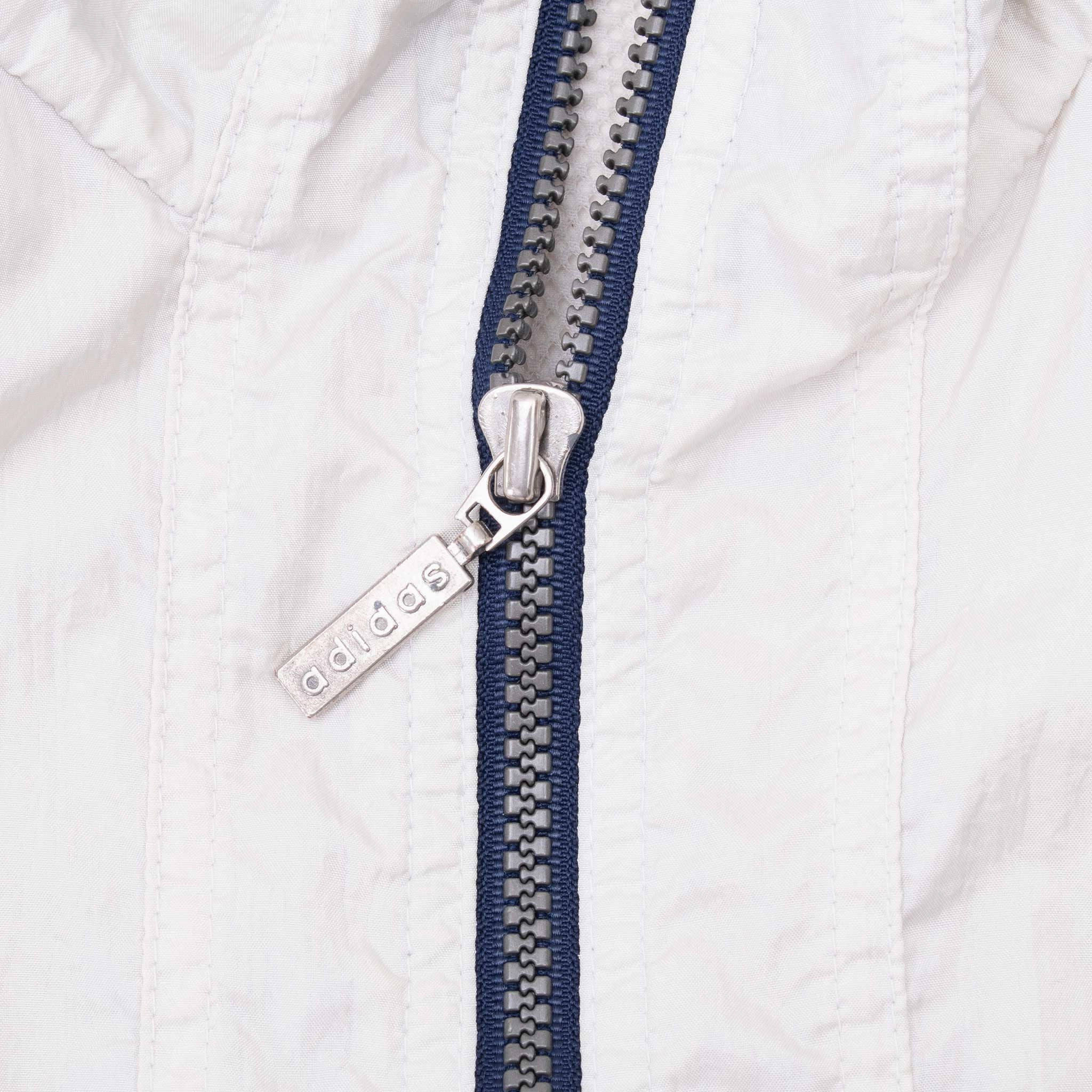 VINTAGE ADIDAS BLUE & WHITE WINDBREAKER JACKET 1990S MEDIUM